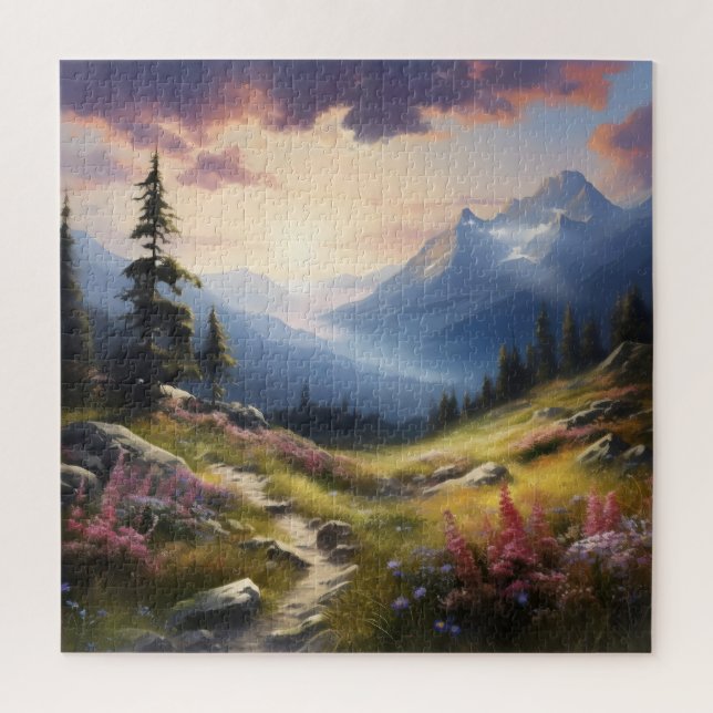 Peaceful Meadow in Mountains Jigsaw Puzzle (Vertical)