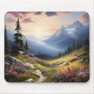 Peaceful Meadow in Mountains Mouse Pad