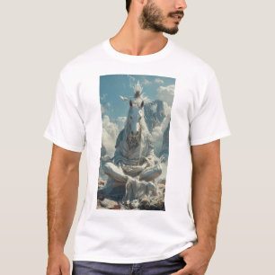 Peaceful Meditation Anthropomorphic White Horse T- T-Shirt