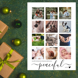 Peaceful Modern Minimalist Christmas Photo Collage Holiday Card
