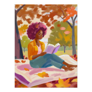 Peaceful Moments: Afro Woman in Nature with a Good Poster
