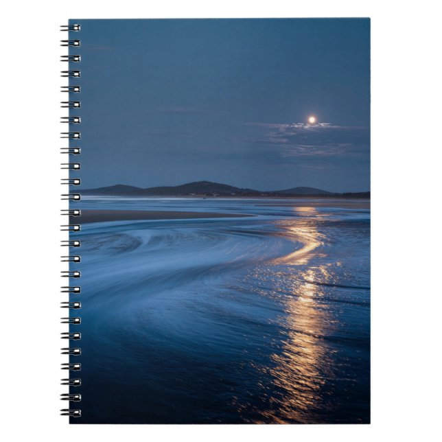 Peaceful Moonlit Ocean Shore Notebook (Front)