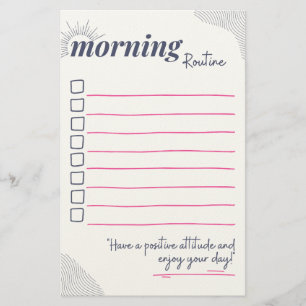 Peaceful Morning Routine Checklist Art Stationery