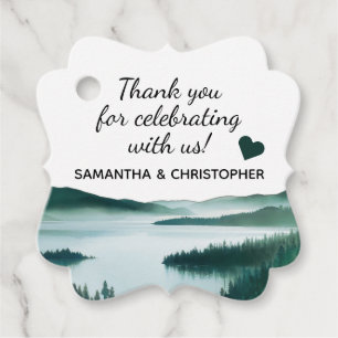 Peaceful Mountain Lake Rustic Wedding Thank You Favour Tags