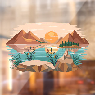 Peaceful Mountain Lake Sunset Landscape
