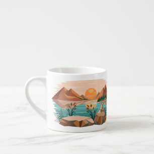 Peaceful Mountain Lake Sunset Landscape Espresso Cup