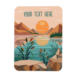 Peaceful Mountain Lake Sunset Landscape Magnet