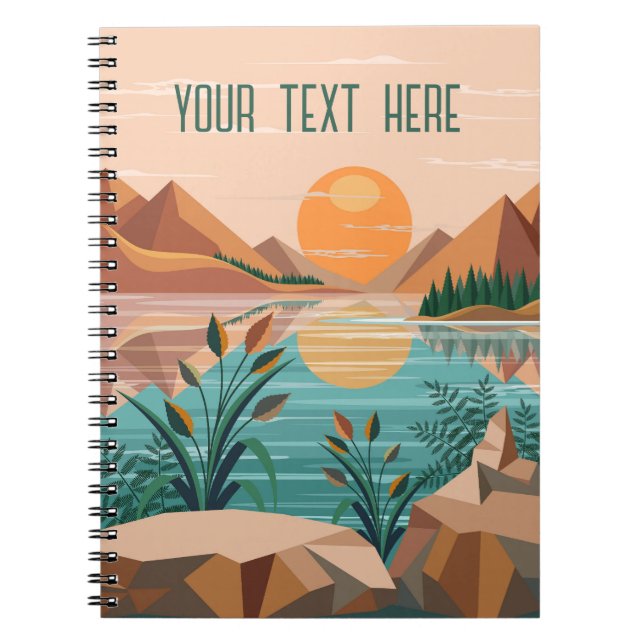 Peaceful Mountain Lake Sunset Landscape Notebook (Front)