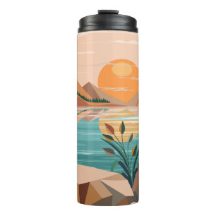 Peaceful Mountain Lake Sunset Landscape Thermal Tumbler