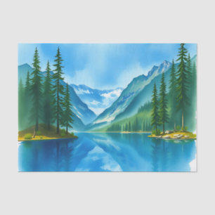 Peaceful Mountain Lake with Tall Trees Tissue Paper