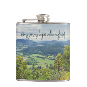 Peaceful mountain view hip flask
