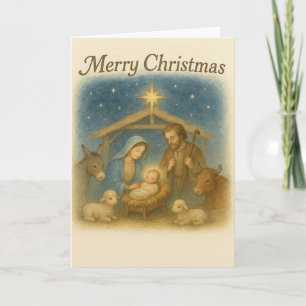 Peaceful Nativity Scene Christmas Holy Family Holiday Card