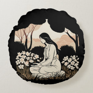 Peaceful Nature Meditation Round Cushion