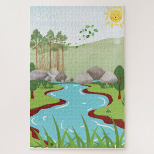 Peaceful Nature River Puzzle – Whimsical Landscape