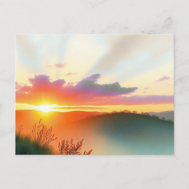 Peaceful Nature Sunset Landscape Postcard (Front)