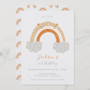 Peaceful Neutral Rainbow Birthday Party Invitation