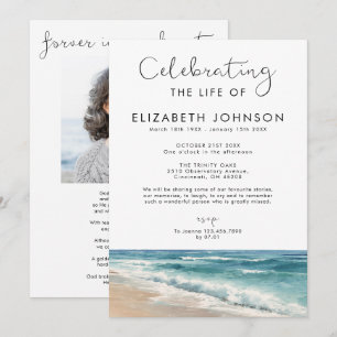 Peaceful Ocean Beach Celebration of Life Photo Invitation