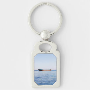 Peaceful Ocean & Solitary Boat Fine Art Photo Key Ring