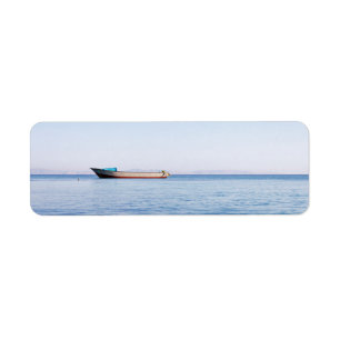 Peaceful Ocean & Solitary Boat Fine Art Photo Return Address Label