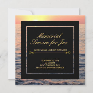Peaceful Ocean Sunset Memorial Invitation