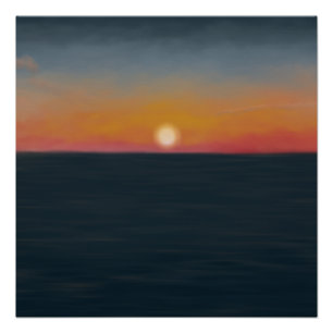 Peaceful Ocean Sunset Painting Poster
