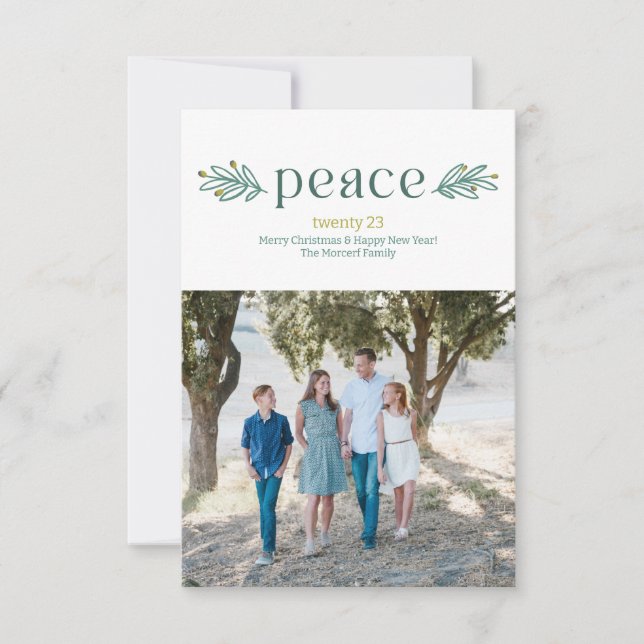 Peaceful Olive Brand Holiday Photo Card (Front)