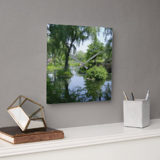 Peaceful Park in Chicago Square Wall Clock