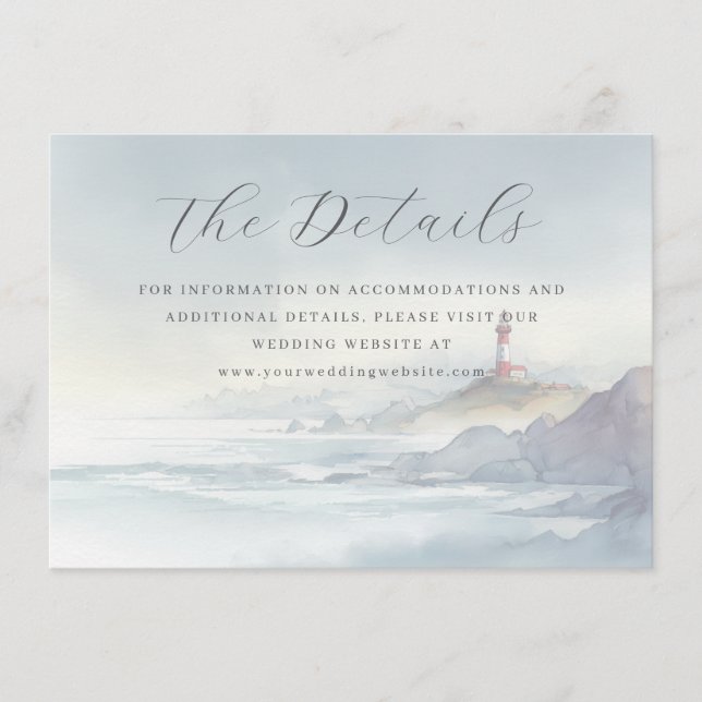 Peaceful Pastel Watercolor Lighthouse Enclosure Card (Front)