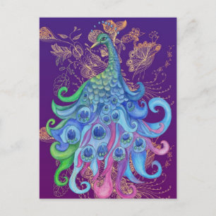 Peaceful Peacock Holiday Greeting Cards