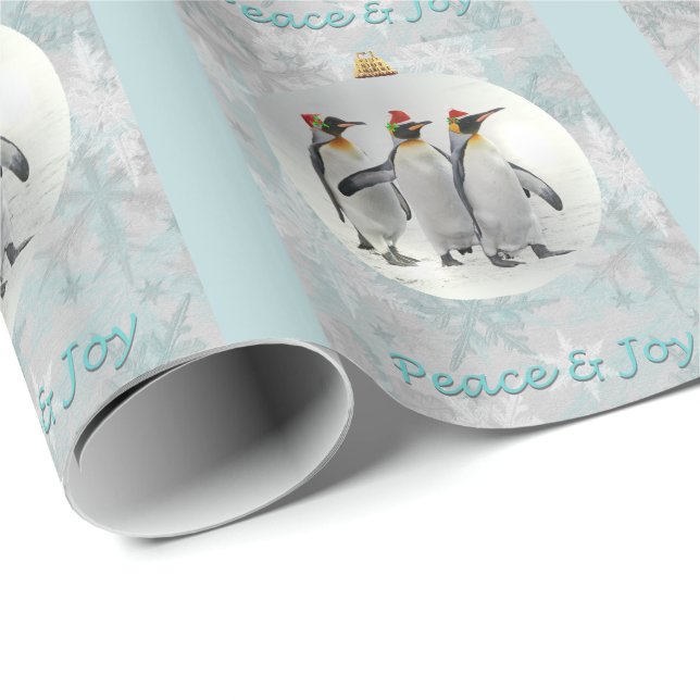 Peaceful Penguins Christmas Wrapping Paper (Roll Corner)