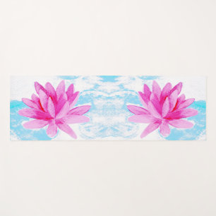 Peaceful Pink Lotus Flower Painting Yoga Mat