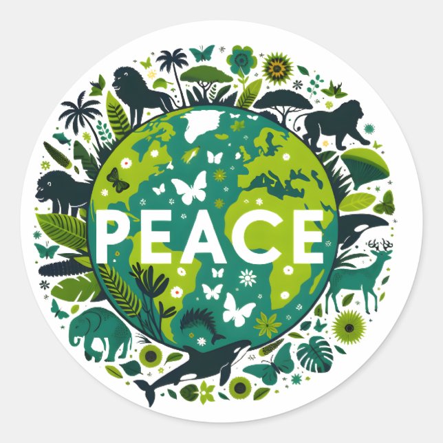 Peaceful Planet - Saving the Environment  Classic Round Sticker (Front)
