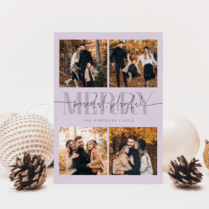 Peaceful Playful Merry Purple Christmas Photo Holiday Card