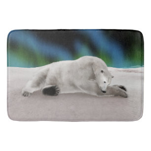 Peaceful Polar Bear Arctic Nature Illustration Bath Mat