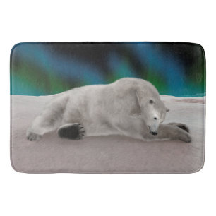 Peaceful Polar Bear Arctic Nature Illustration Bath Mat