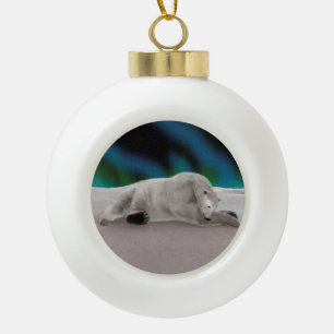 Peaceful Polar Bear Arctic Nature Illustration Ceramic Ball Christmas Ornament