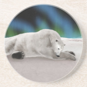 Peaceful Polar Bear Arctic Nature Illustration Coaster