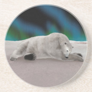 Peaceful Polar Bear Arctic Nature Illustration Coaster