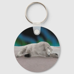 Peaceful Polar Bear Arctic Nature Illustration Key Ring