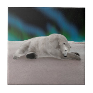 Peaceful Polar Bear Arctic Nature Illustration Tile