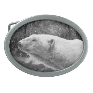 Peaceful Polar Bear Oval Belt Buckle