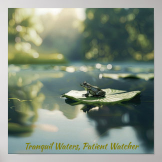 Peaceful Pond Life: Frog on Lily Pad Poster