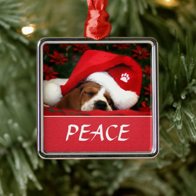 Peaceful Pup Metal Ornament (Tree)