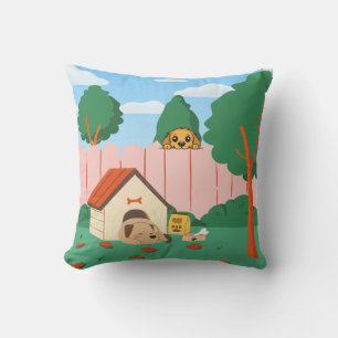 Peaceful Pups Yard Throw Pillow
