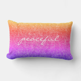 Peaceful Rainbow Denim Look Reversible Throw Lumbar Cushion