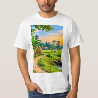 Peaceful Rural Village Landscape T-Shirt