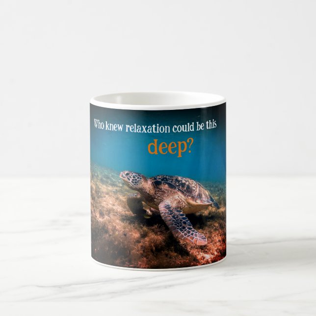 Peaceful Sea Turtle Relaxing On Ocean Floor Coffee Mug (Center)