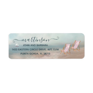  Peaceful Seascape Beach Sailboat Return Address  Return Address Label