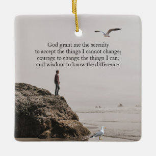 Peaceful Serenity Prayer Beach Scene Ceramic Ornament