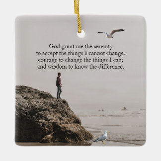 Peaceful Serenity Prayer Beach Scene Ceramic Ornament